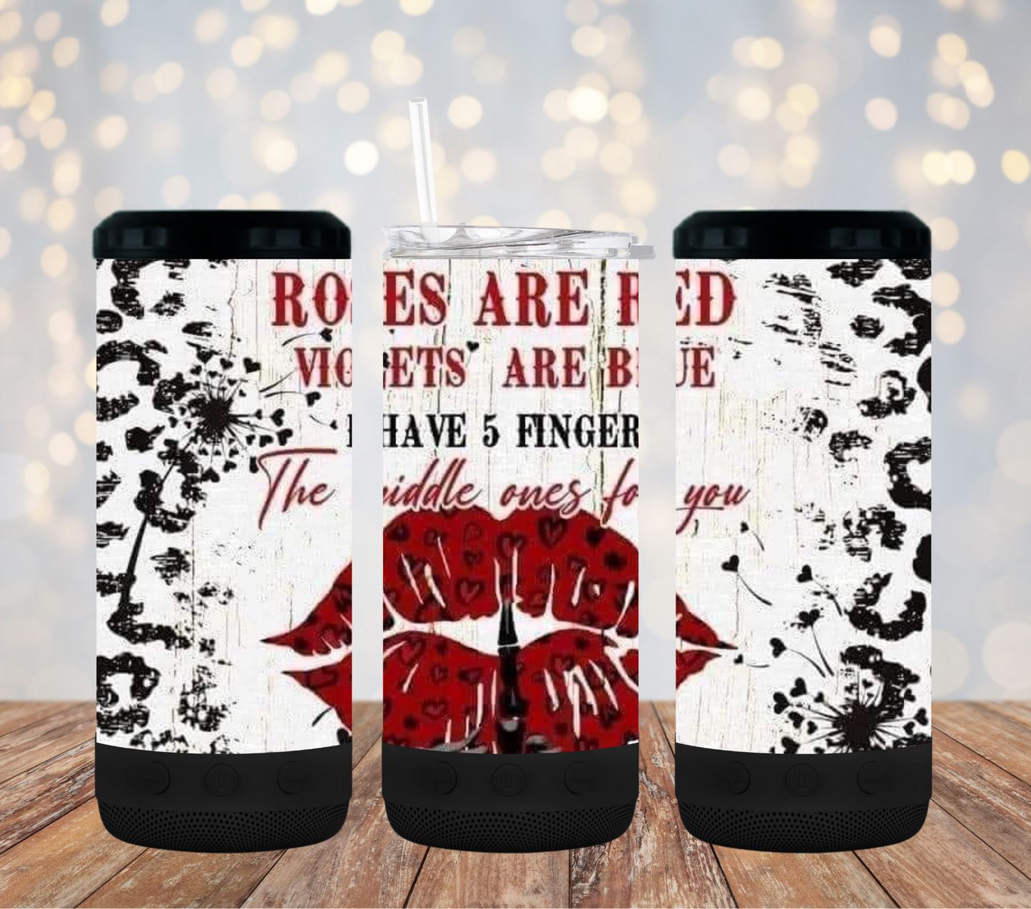 Roses are Red Lips - 16oz 4in1 Bluetooth Tumbler