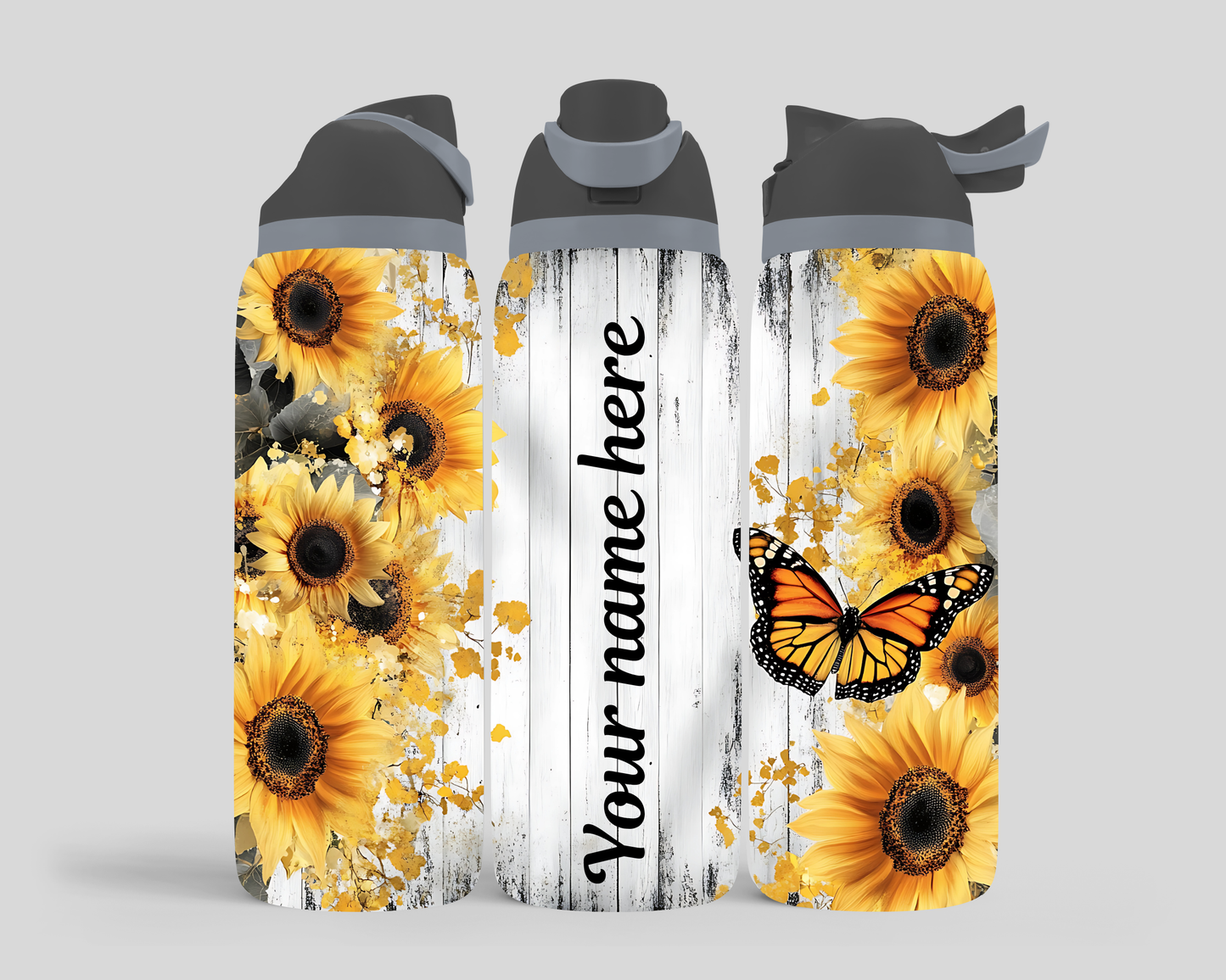 Butterfly Custom Name - 24oz Sports Bottle