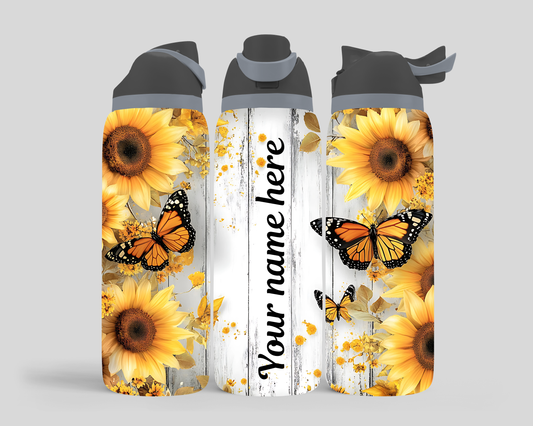 Butterfly Custom Name - 24oz Sports Bottle