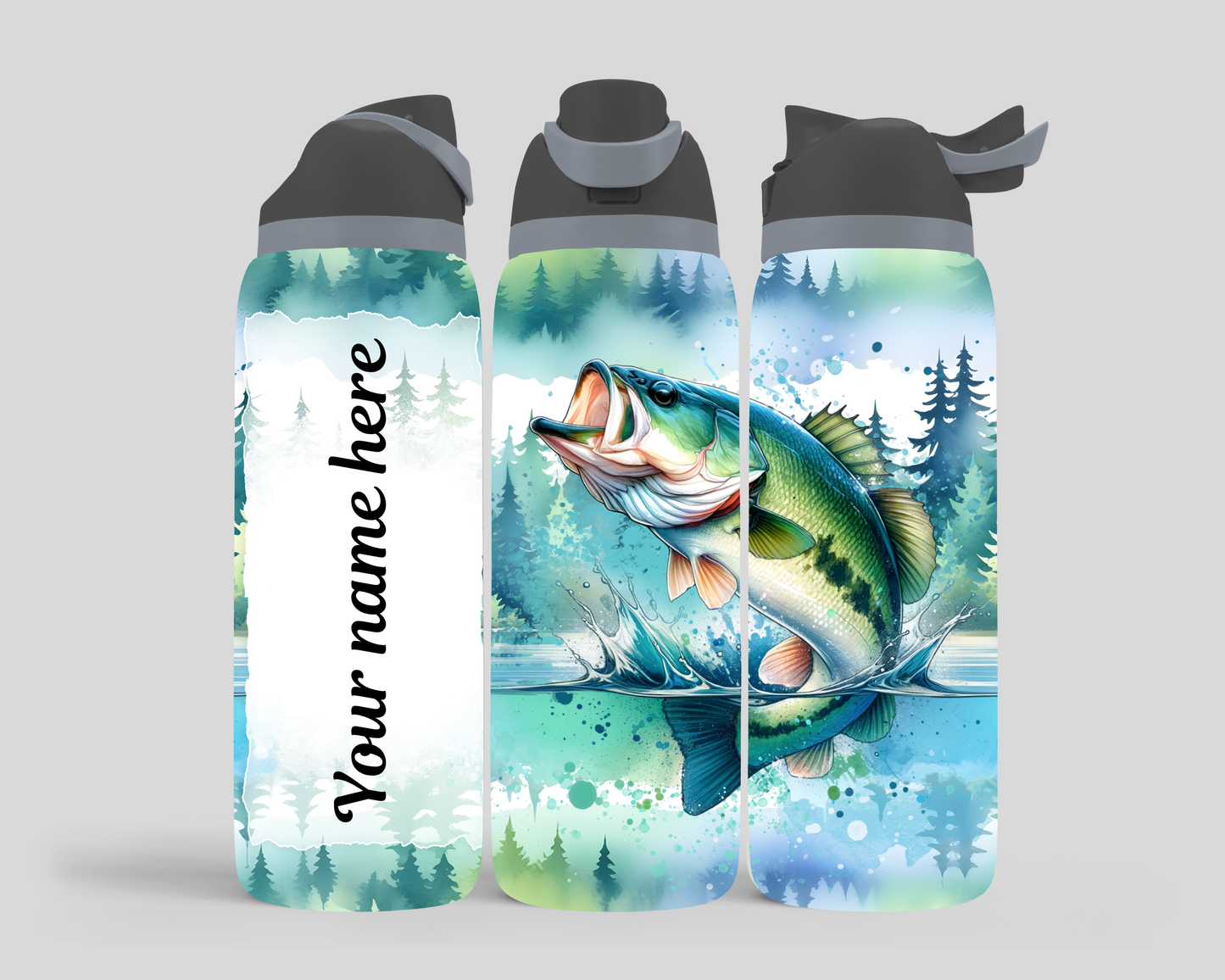 Fishing Custom Name - 24oz Sports Bottle