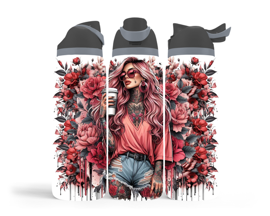 Coffee & Roses - 24oz Sports Bottle